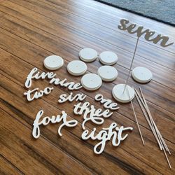 White Wooden Table Numbers