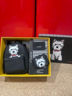 CASH ONLY Marc Tetro West Highland White Terrier  gift set mini backpack, wallet, and cardholder