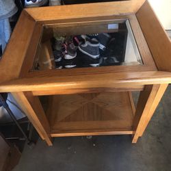 End table HARD WOOD With Glass Top -15