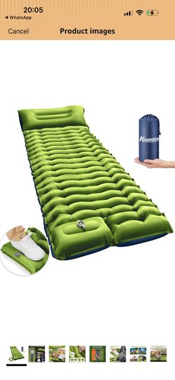 Sleeping Pad for Camping, Ultralight Inflatable Camping Mat with Pillow Built-in Foot Pump Sleeping Pads, Compact & Lightweight Camp Air Mattress for 