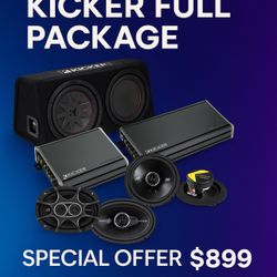 Kicker Comp RT 10 Inch 48TRTP102 Thin Down Firing Enclosure Package with 46CXA4001 Amplifier and Wire kit