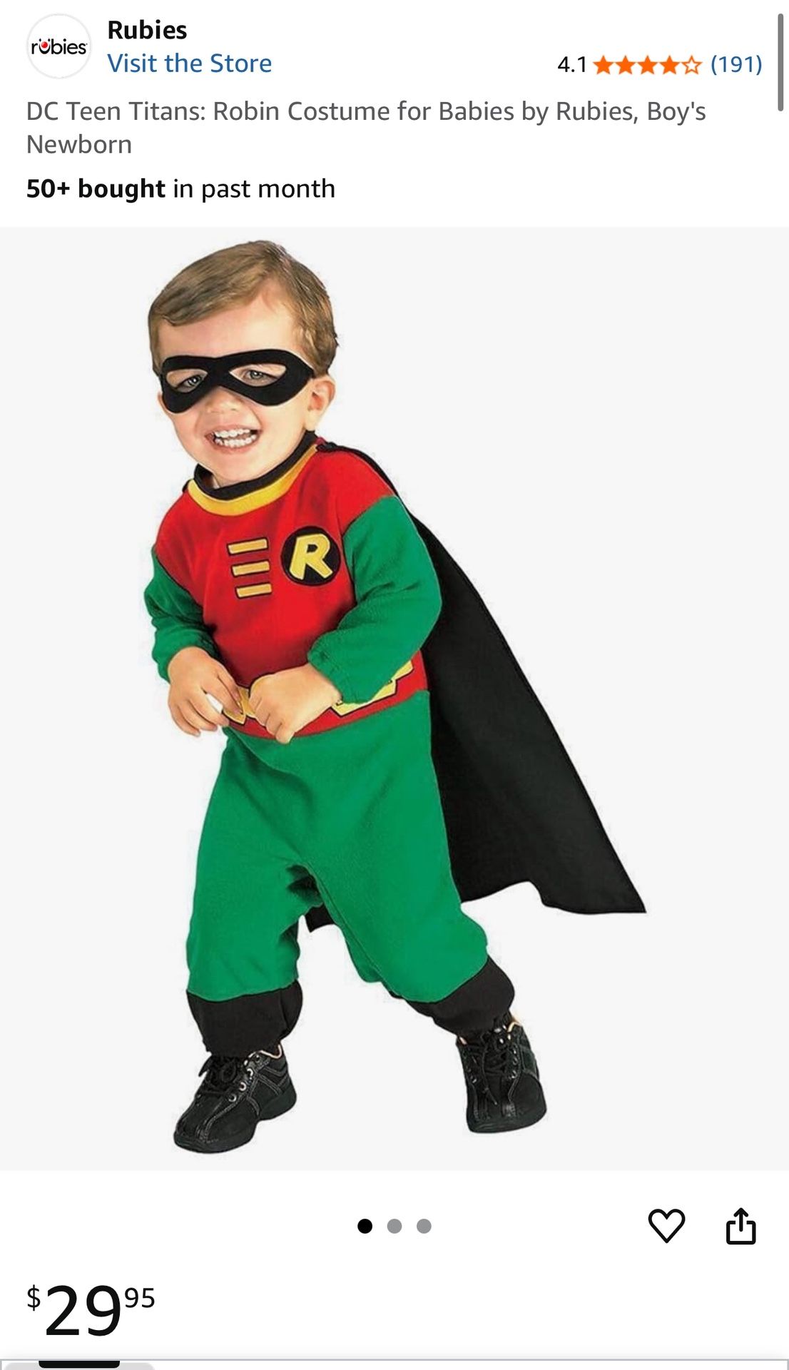 Infant DC Robin Costume - 6-12 months