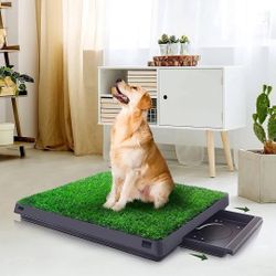 Dog Grass Pad With Tray, 25" x 20" Potty for Puppy Training, Reusable Artificial Pee Pad