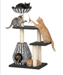 PetPals Group Ace Paper Handcrafted Cat Tree Condo, Sisal Rope Scratching Posts Top Perch, 26.5" LX 18.5" W X 49" H