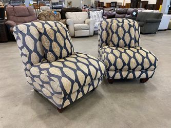 EMERALD HOME FURNISHINGS Leaf Design Black and Beige Armless Accent Chair (Set of 2)