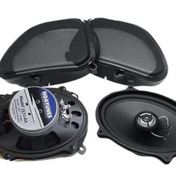 Hogtunes 3572-AA 5"x7" Front Speakers with Grills (2 Pack) Fits 2006-2013 Harley-Davidson Road Glide