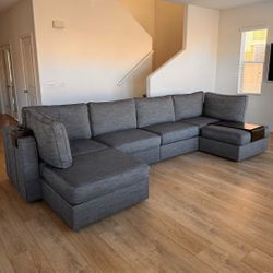 Floor Model/Return Lovesac Grey Slub Tweed Sactional - 🚚 FREE SHIPPING 