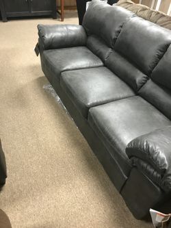 New Grey Faux Leather Couch on Sale! More couch and loveseat and sectional deals today!
