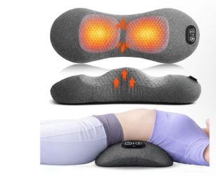 3 in 1 Electric Lumbar Support Pillow with Adjustable Height for Bed and Chair, Back Massager with Heat, Back Massager for Pain Relief Deep Tissue, El