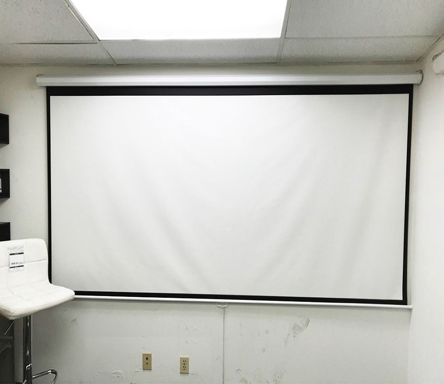 (NEW) $60 Manual 100” 16:9 Projector Screen Manual Pull Down Matte White Viewing Area: 87x49”