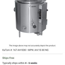 80 gallons  gas natural or propane  steam  jacket  groen Kattel 