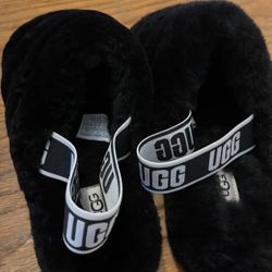 New UGG Faux Fur Lamb Black Slippers Size 10
