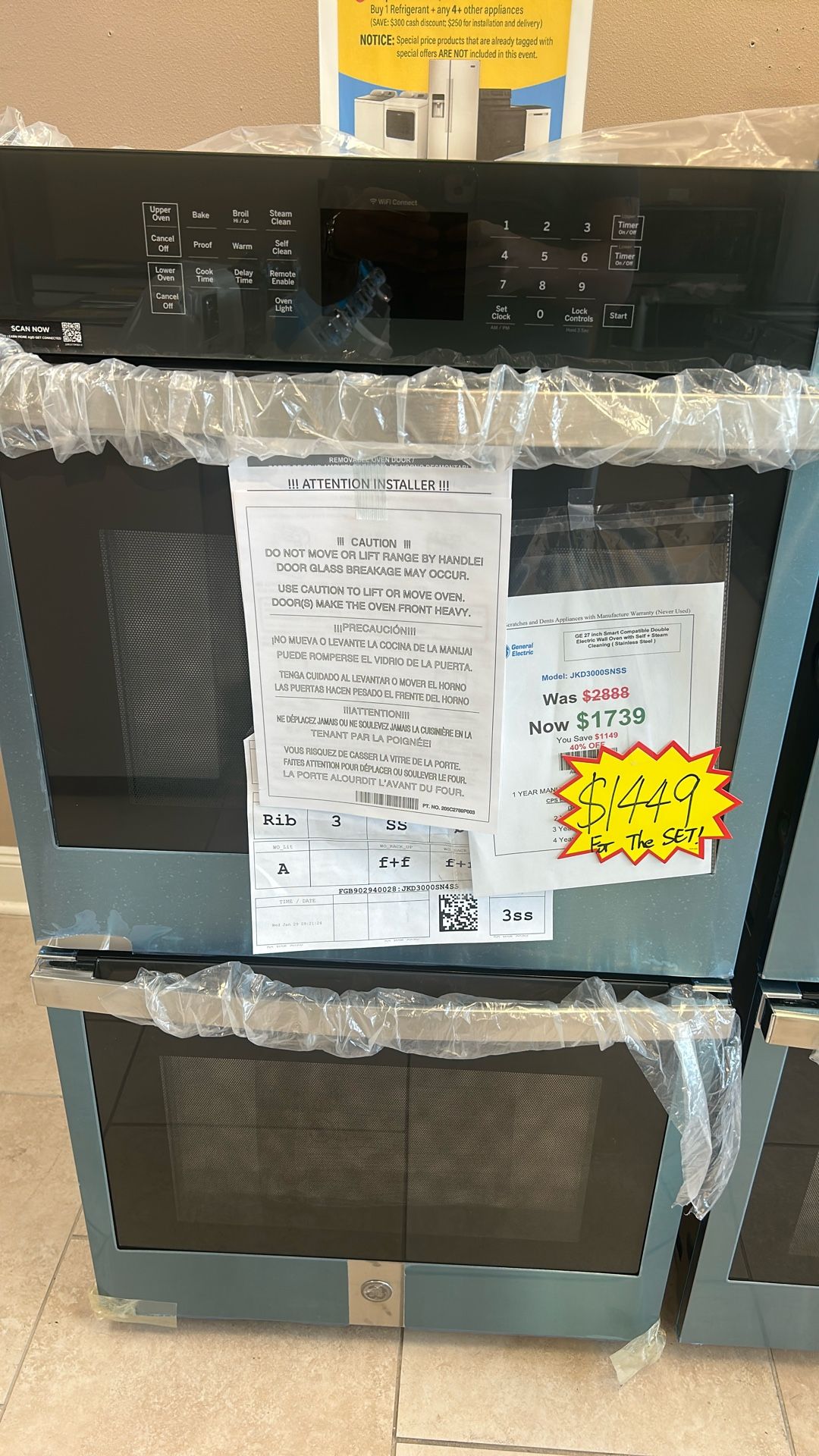 GE JTD3000SNSS: 30-inch Smart Built-In Double Electric Wall Oven