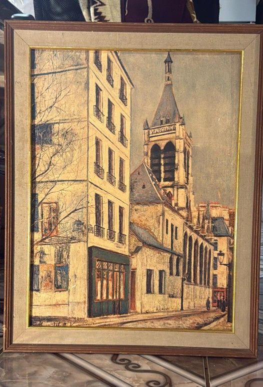 Painting of the Church of Saint-Séverin in Paris, Maurice Utrillo style. "21x27"