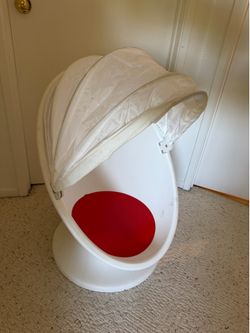 IKEA PS LÖMSK Swivel armchair, white/red