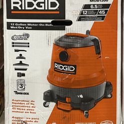 RIDGID 12 Gallon Motor-On-Both Wet/dry Vac (new)