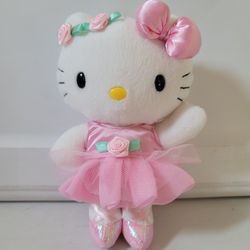 Vintage 2002 Nakajima Hello Kitty 8" Plush Ballerina Pink Sanrio Flowers