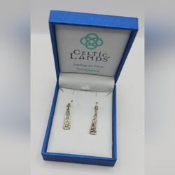 Celtic Long Trinity Earrings Drop Sterling Silver 925 Hallmarked Drops