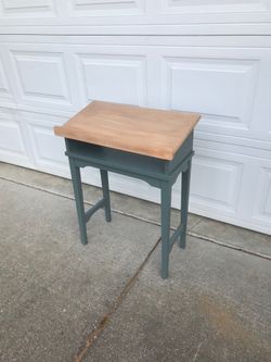 Unusual Antique small solid wood children’s desk or side table nightstand book stand