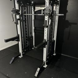 PRO SERIES Ultimate 3-1 Half Rack Functional Trainer w/Smith Machine Bar | 400lb Stack | Gym Equipment | Fitness | Commercial | Squat Rack 