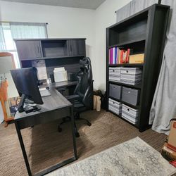Computer Desk, Chair, Shelf Unit