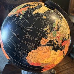 Vintage World Globe — Replogle Starlight Series Black Illuminated World Globe with Metal Base