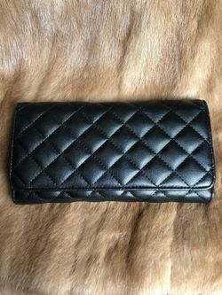 Wallet synthetic leather quilt design with multiple pockets and removable extra internal wallet