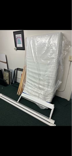 IKEA Twin Bed Frame + ÅSVANG Mattress Set – Metal Bed – $50