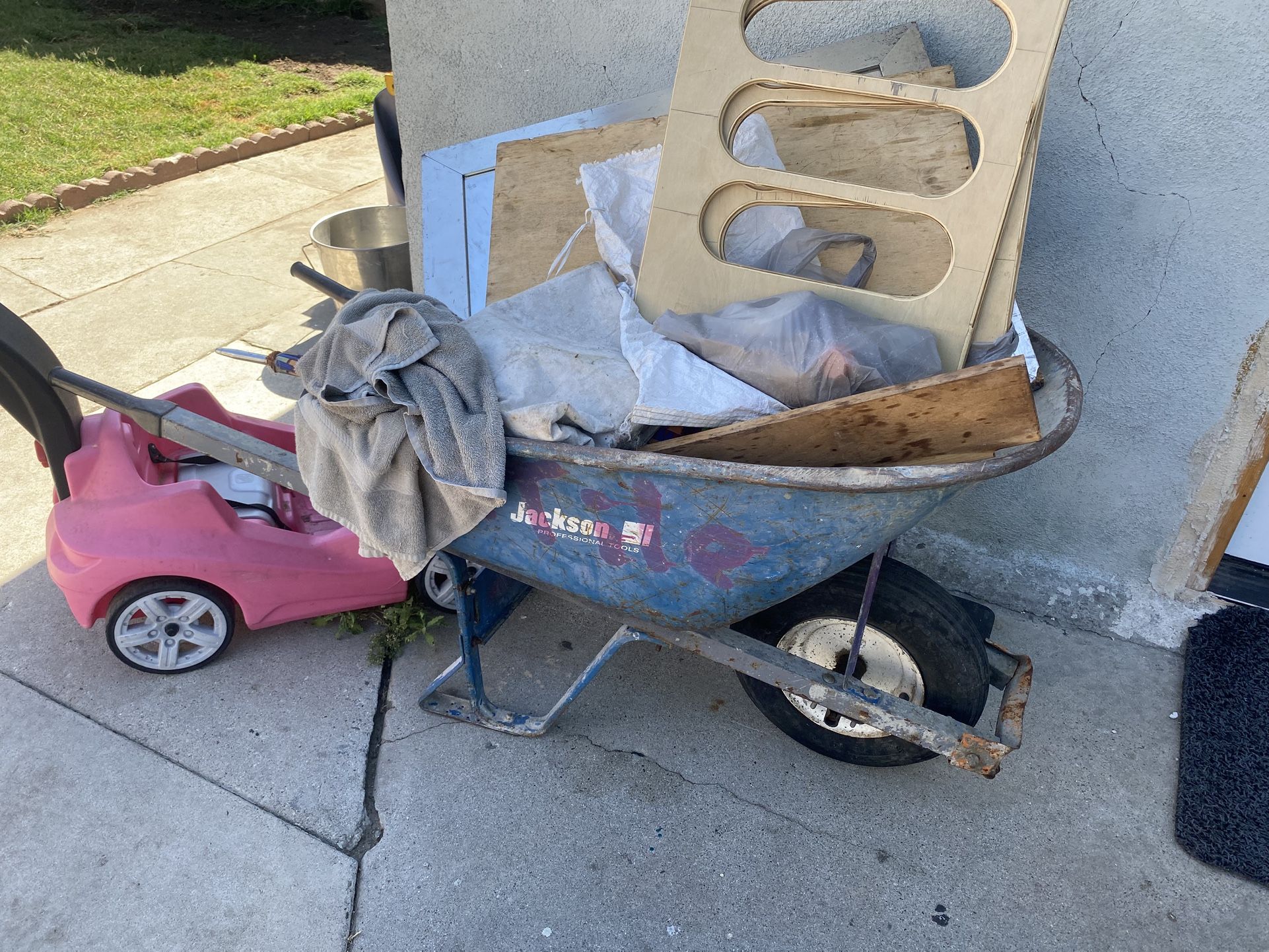 Wheel Barrel Steel Handles New Tire 