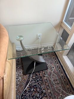 Glass coffee table and matching side table