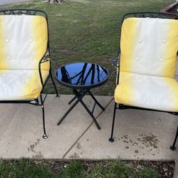 2 Metal Chairs  And 1 Side Table 