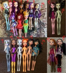 Monster high and ever after high dolls