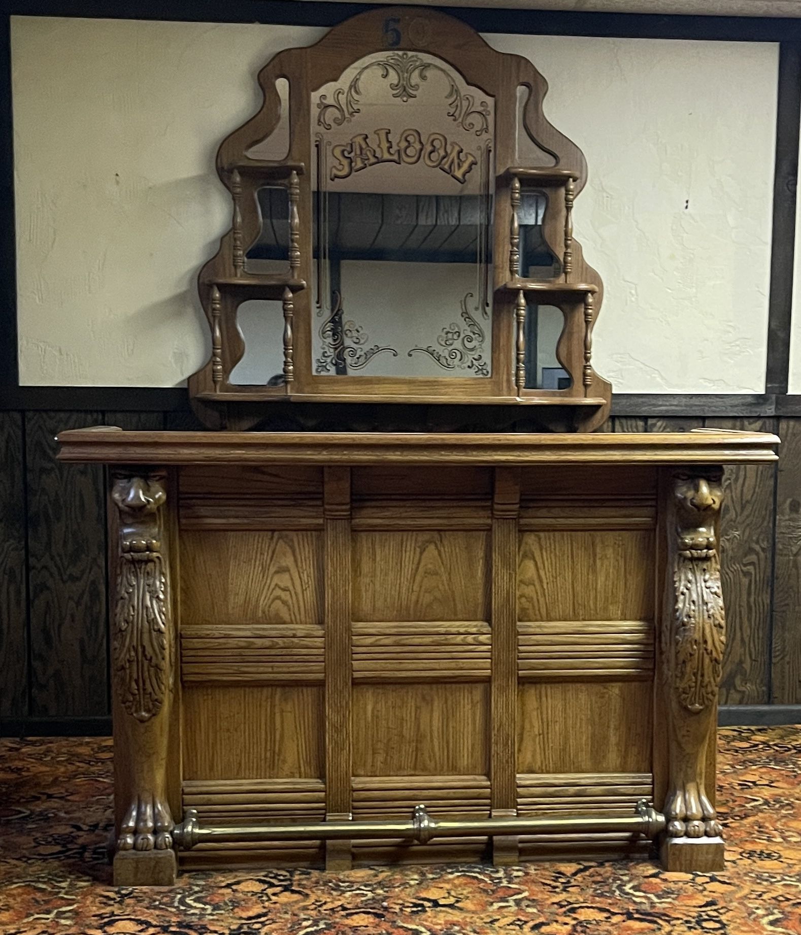 Bar “Saloon” Mirror With Shelves
