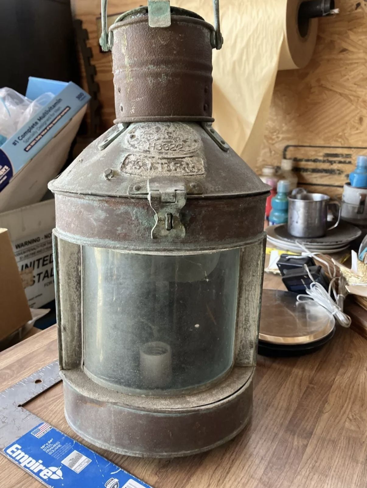 Vintage Tung Woo Copper Nautical Ship Stern Lantern Hong Kong Original