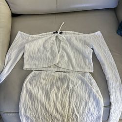 PrettyLittleThing White Two Piece Skirt Set Off 