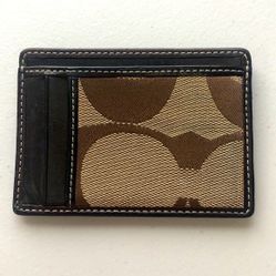 Coach Signature Wallet Card Holder Brown & Tan