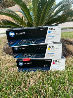 BRAND NEW FACTORY SEALED HP LASER TONER 206A MAGENTA, YELLOW&BLUE