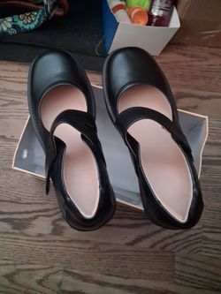 Black Mary Jane Flats with Velcro Strap