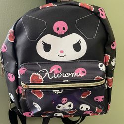 Sanrio Kuromi Backpack Black Cute Rare Skulls Pink And Black 