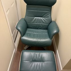 Eames-Inspired Reclining Lounge Chair With Ottoman 