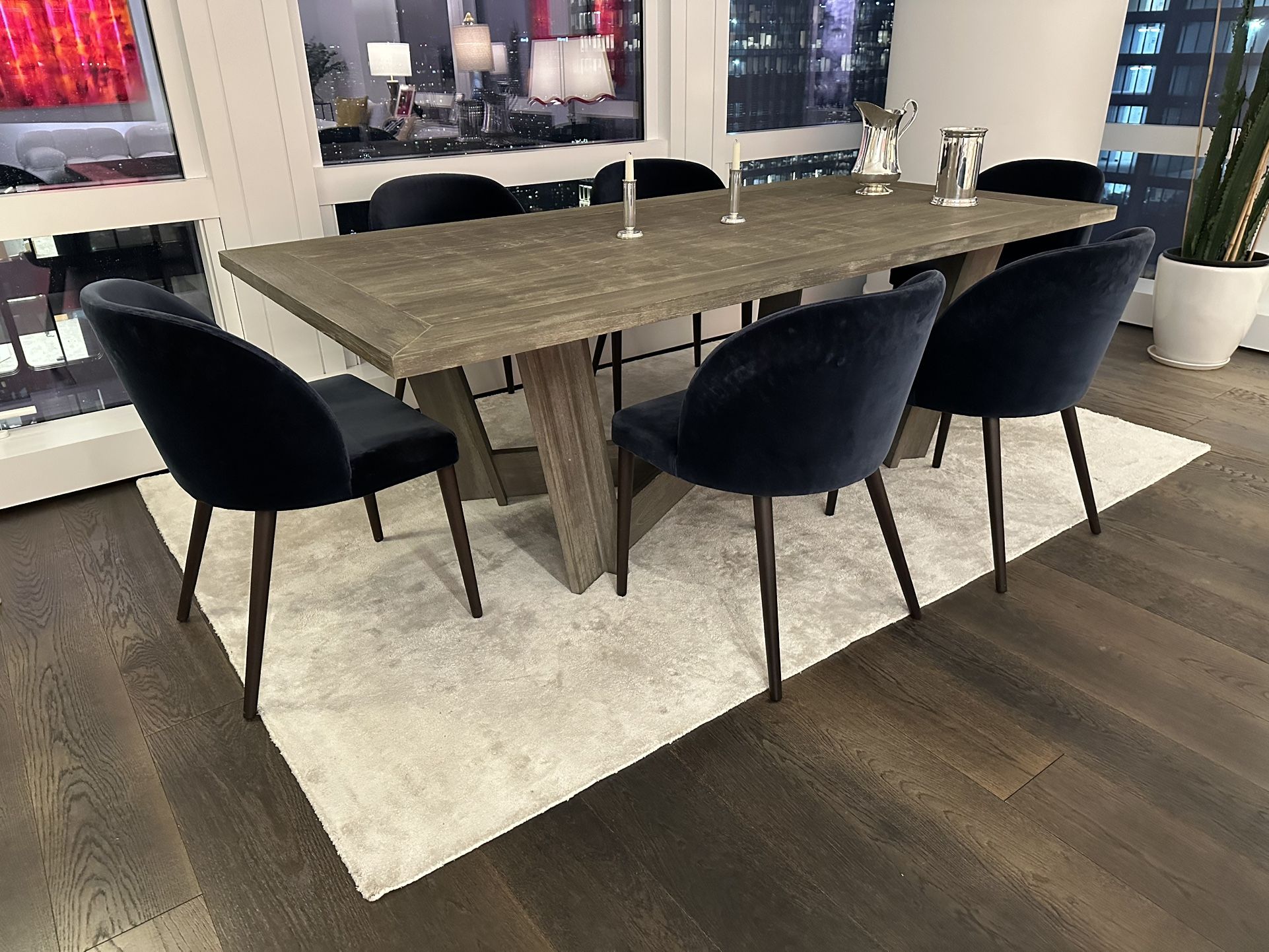 Designer Table With 6 Velvet Chairs