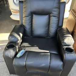 Black Leather Power Massage Recliner chair