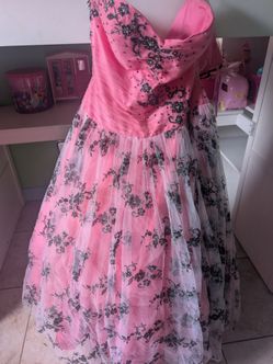 Pink with black embroidery ball gown! Size Large/14 $50