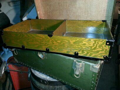 Military Steamer Trunk Chest Case w/ Shelf Cabinet Insert