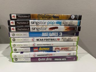 PS2 & Xbox 360 Games Lot of 9 – Guitar Hero Smash Hits, NCAA Football, LEGO Batman