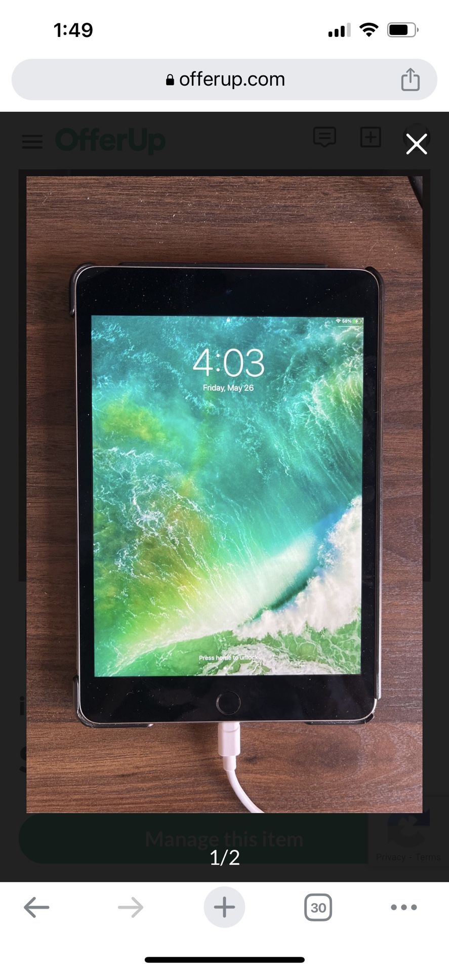 iPad Mini 4, 128GB, Black