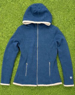 Kuhl Jacket Alaska Sherpa Lined Hooded Jacket Full Zip Women's Blue Size Small