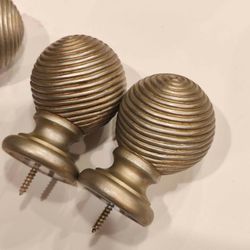 Baton Rouge Set of 6 Ribbed Spiral Curtain Rod Finials