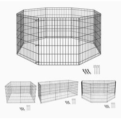 24" Dog Playpen Crate 8 Panel Fence Exercise Puppy Kennel Cage for Ducks Rabbits