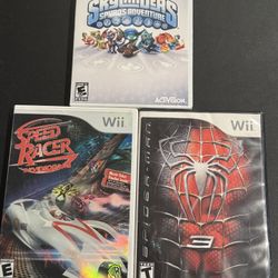 Wii Video Game Lot: Spider-Man 3, Speedracer, & Skylanders Spyros Adventure.  